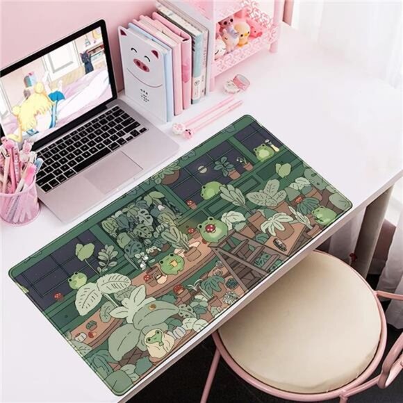 Cute Frog Mouse Pad Desk Pad Kawaii Green Desk Decor Mat, Large Gaming Mouse Pad - Picture 5 of 8